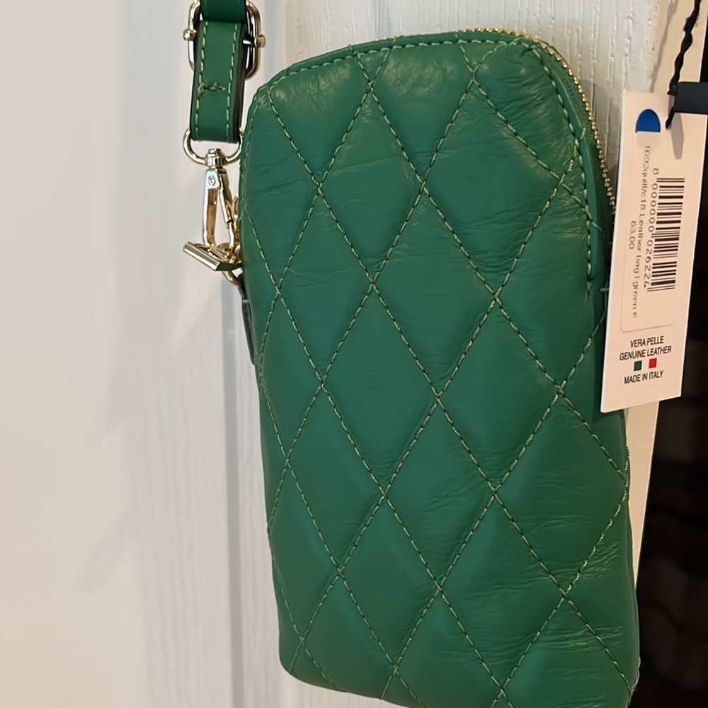 Andrea Cardone Italia Green Quilted Leather Crossbody Bag - Picture 3 of 13